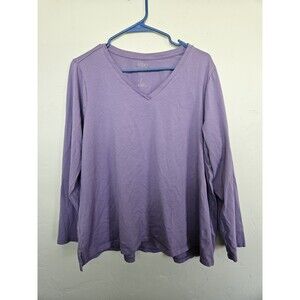 Logo Principles Women's Size XL Lilac,  Vneck, Long-Sleeve Shirt